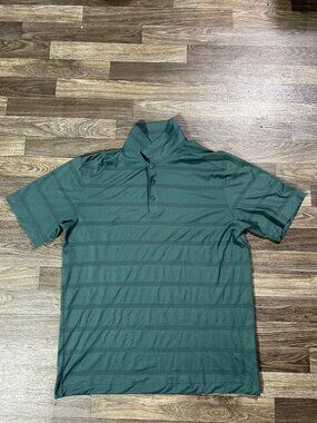 Nike Golf Men's Large Dri-FIT Green Striped Short Sleeve Polo Shirt